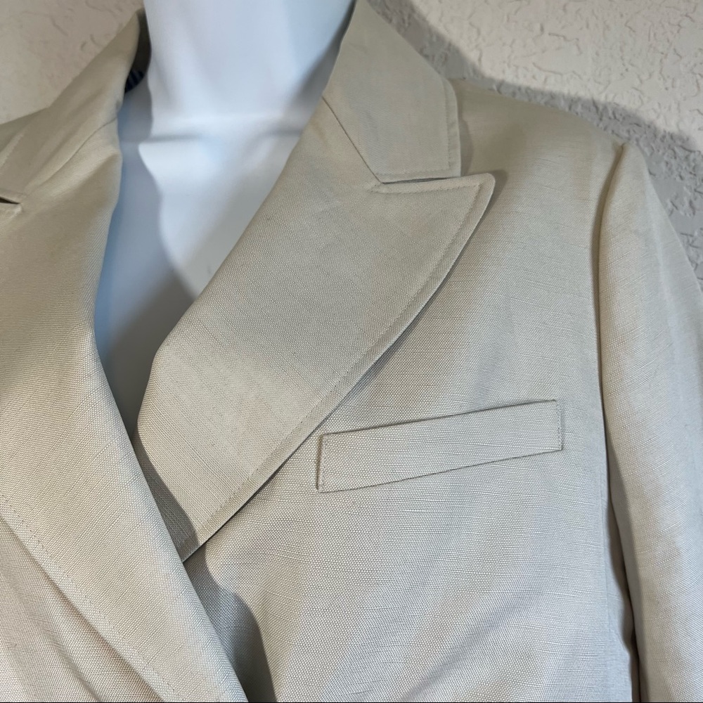 Brooks Brothers Linen Blend Khaki Double Breasted Jacket - Picture 8 of 11